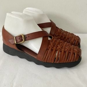 Aerosoles Brown Leather Huarache Fisherman Sandals 8.5B